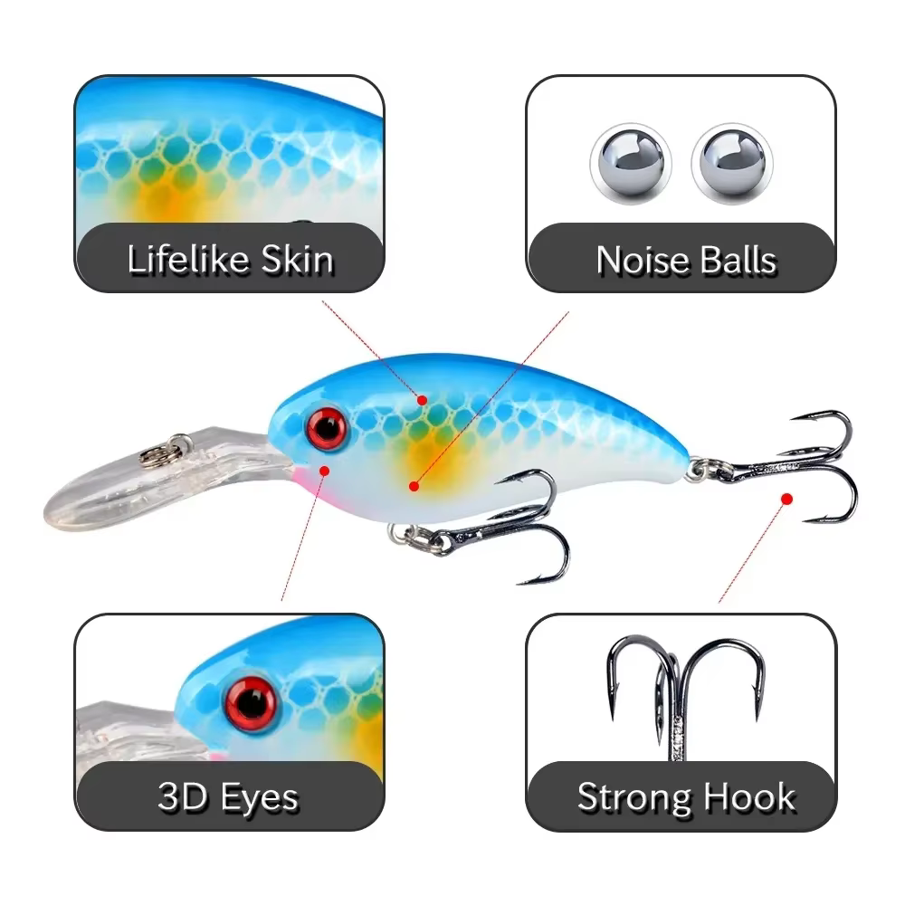 Crankbait Wobbler flotante – anzuelos triples para Lucio - imagen 3