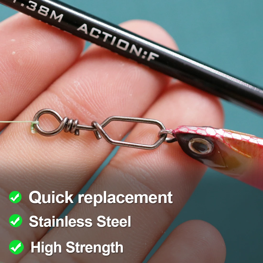 Conectores Snap de Acero Inoxidable FishTrip con Mosquetón para Señuelos - imagen 4