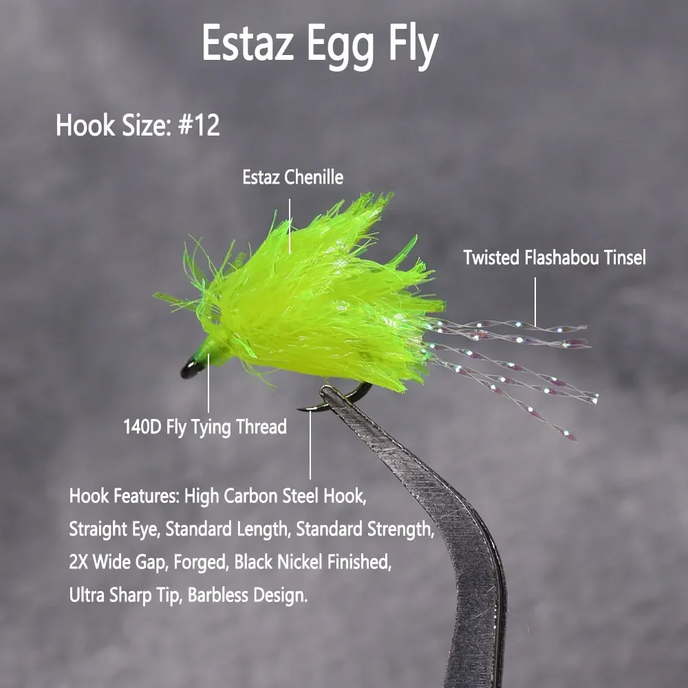 Bimoo 6PCS # 12 huevos fluorescentes Estaz, moscas sin púas, huevos de pescado artificiales, mosca, Glo, insecto, trucha, salmón, cabeza de acero, huevos de pesca, señuelo - imagen 2