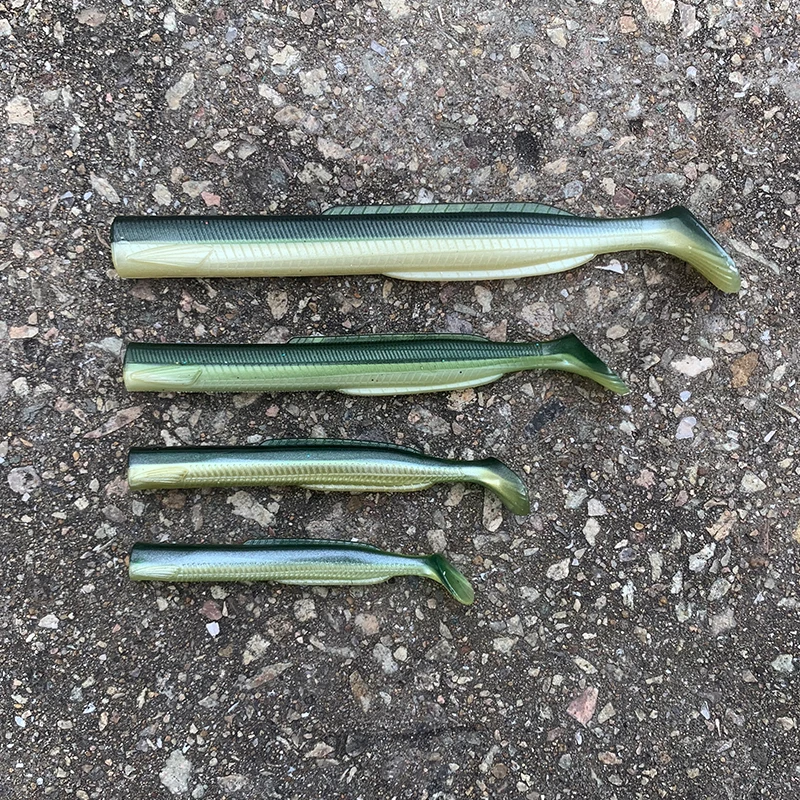 HAIMALUO-señuelo de pesca suave y feliz, anzuelo con cabeza de anzuelo para pececillo, cebo de pesca Artificial de agua salada, lubina, aparejos Swimbait, cebo suave - imagen 5