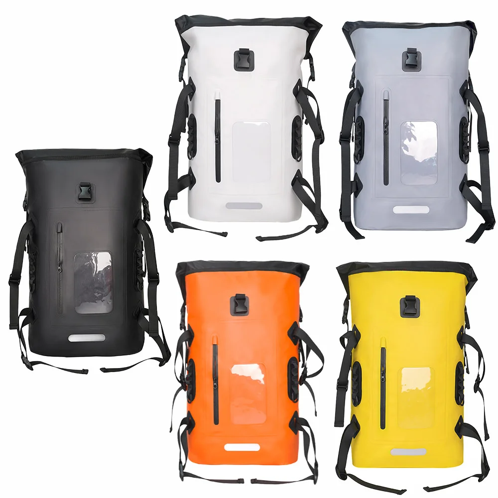 Mochila impermeable, mochila seca 32L, bolsa impermeable con correas acolchadas y ajustables, con funda impermeable para teléfono - imagen 4