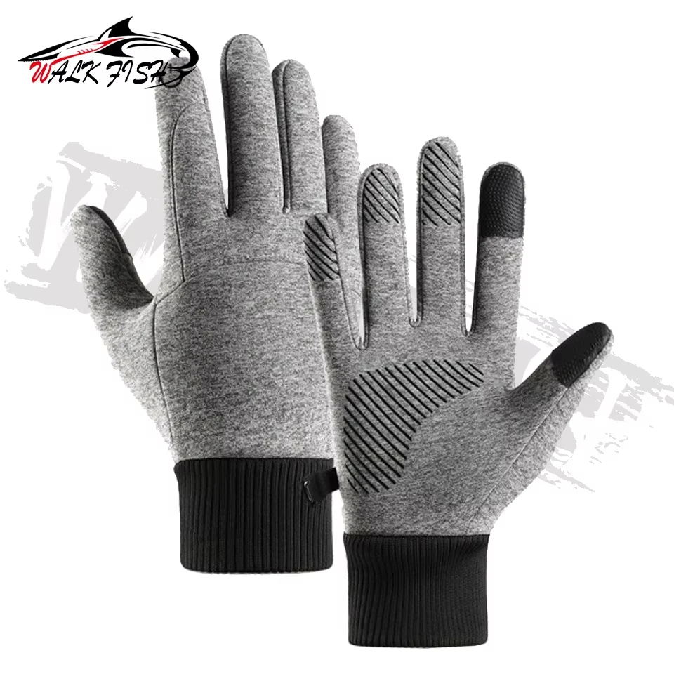 WALK FISH 1 par de guantes de pesca al aire libre agregar forro polar mantener caliente pantalla táctil antideslizante ciclismo montaña escalada esquí impermeable - imagen 5