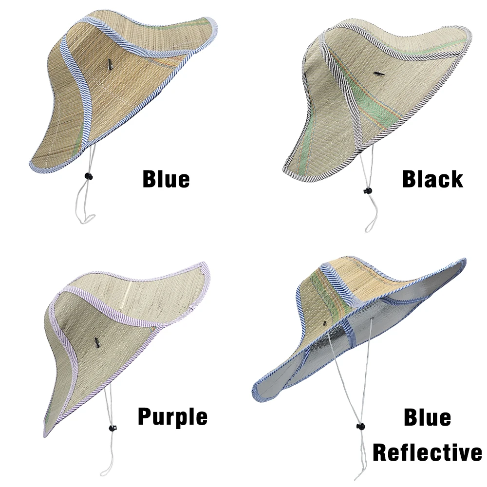 Sombrero de ala ancha de paja de verano, sombrero de paja de ratán para sol de pescador, sombrero plegable antiultravioleta para pesca en el jardín - imagen 4