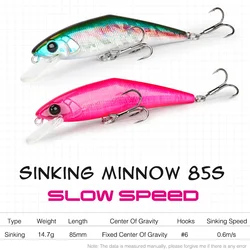 TSURINOYA DW99 pececillo hundido de velocidad lenta 85mm 14,7g señuelo de pesca trucha cebo duro Artificial perca Jerkbait Wobbler