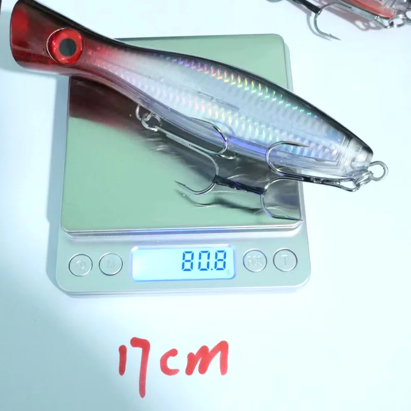 Señuelo de pesca flotante Big Popper, cebos de 17cm, 81g, Wobber, 8 colores, señuelos de agua salada, Isca, atún de lubina Artificial - imagen 5