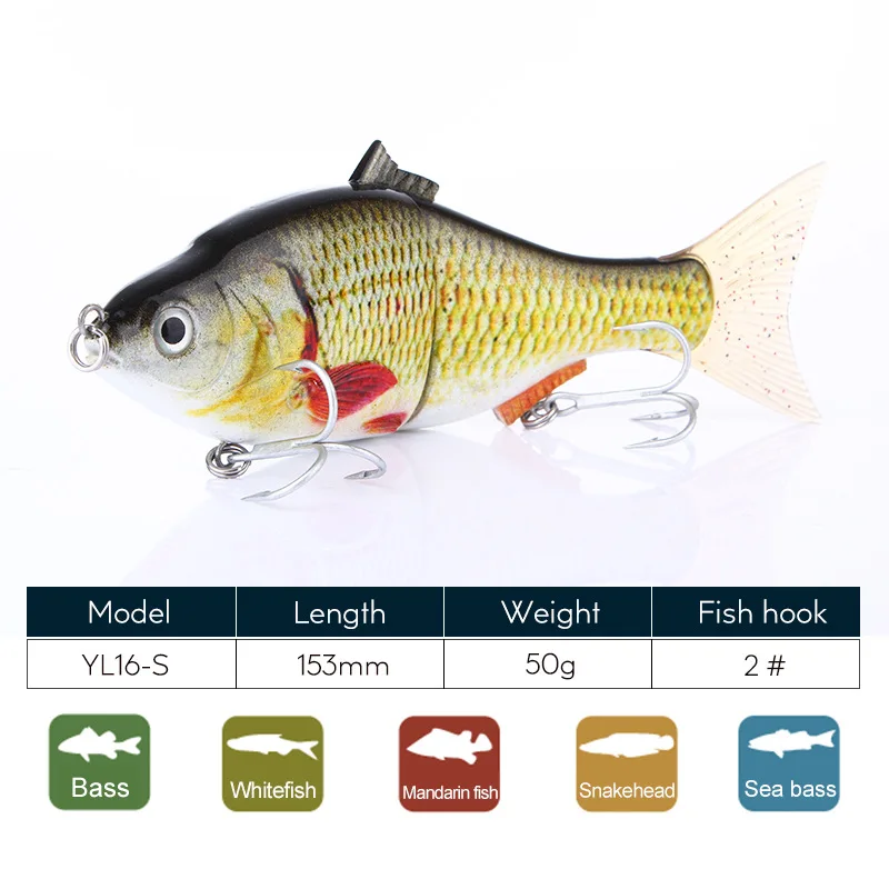 Gran oferta de señuelo de pesca, cebo duro multiarticulado, 15cm, 50g, cebo articulado realista, Wobblers, Swimbait que se hunde, señuelo de pesca Crankbait - imagen 2