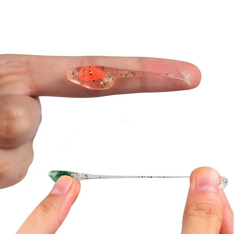 Señuelo de pesca flotante de TPE, cebo blando, cabeza de plantilla, cola en T, Mini señuelos artificiales, 37 piezas - imagen 2