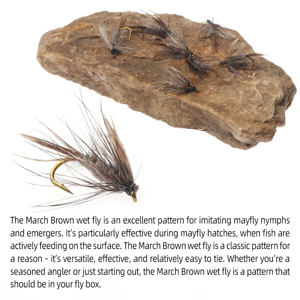Wifreo-señuelo de pesca de liebre, 5 piezas/10 piezas, March, mosca húmeda marrón, ninfas, moscas de pesca con mosca, trucha, lubina, #12 - imagen 5