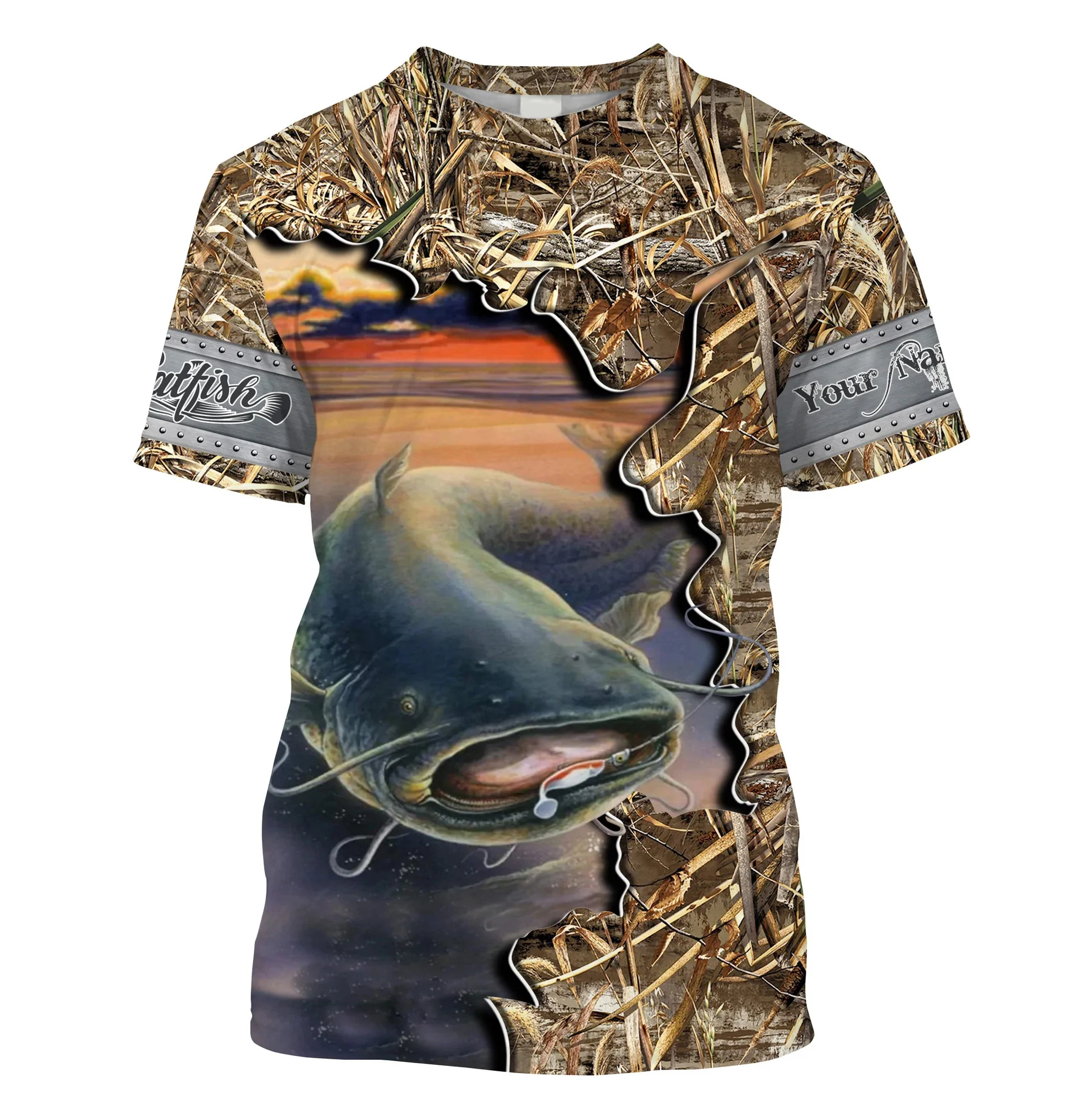 Peces de gato pesca peces de agua dulce personalizar nombre 3D completamente impreso camiseta para hombre estilo fresco de verano camiseta Casual Unisex TX272 - imagen 3