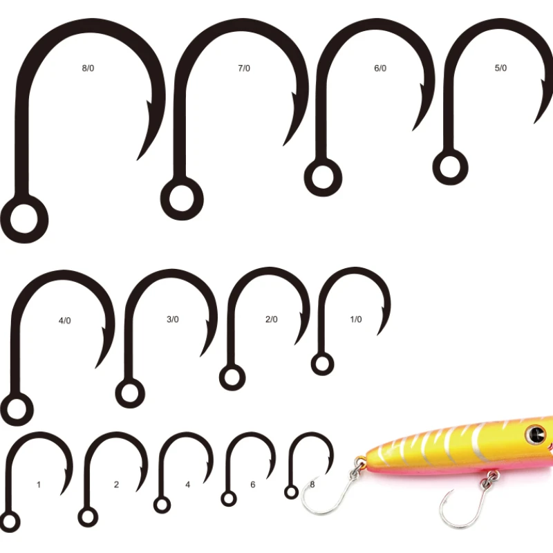 Anzuelos de Pesca Mustad originales, anzuelo de púas de acero rico en carbono 10121, anzuelo de señuelo Jigbait, anzuelo individual para Pesca en el mar, Pesca con cabeza de serpiente - imagen 5