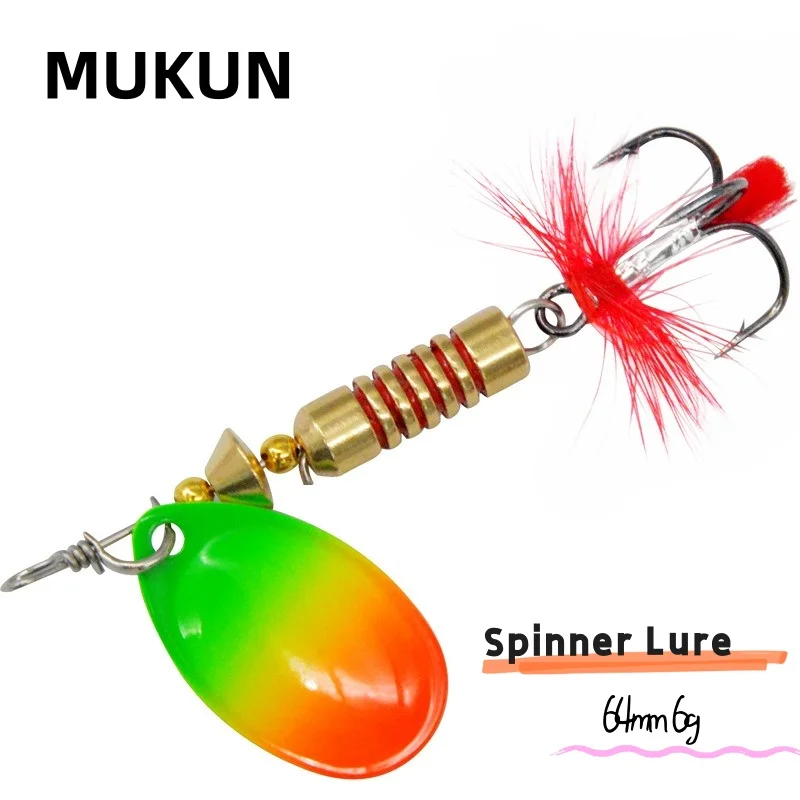 MUKUN Cuchara giratoria de latón y acero para black bass