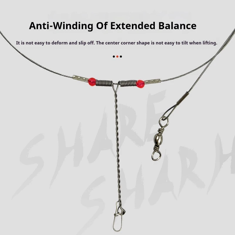 Aparejos de pesca de doble brazo, líder de acero inoxidable para agua salada con giratorios, equipo de equipo de alambre de pescado de alta resistencia, 10 Uds. - imagen 2