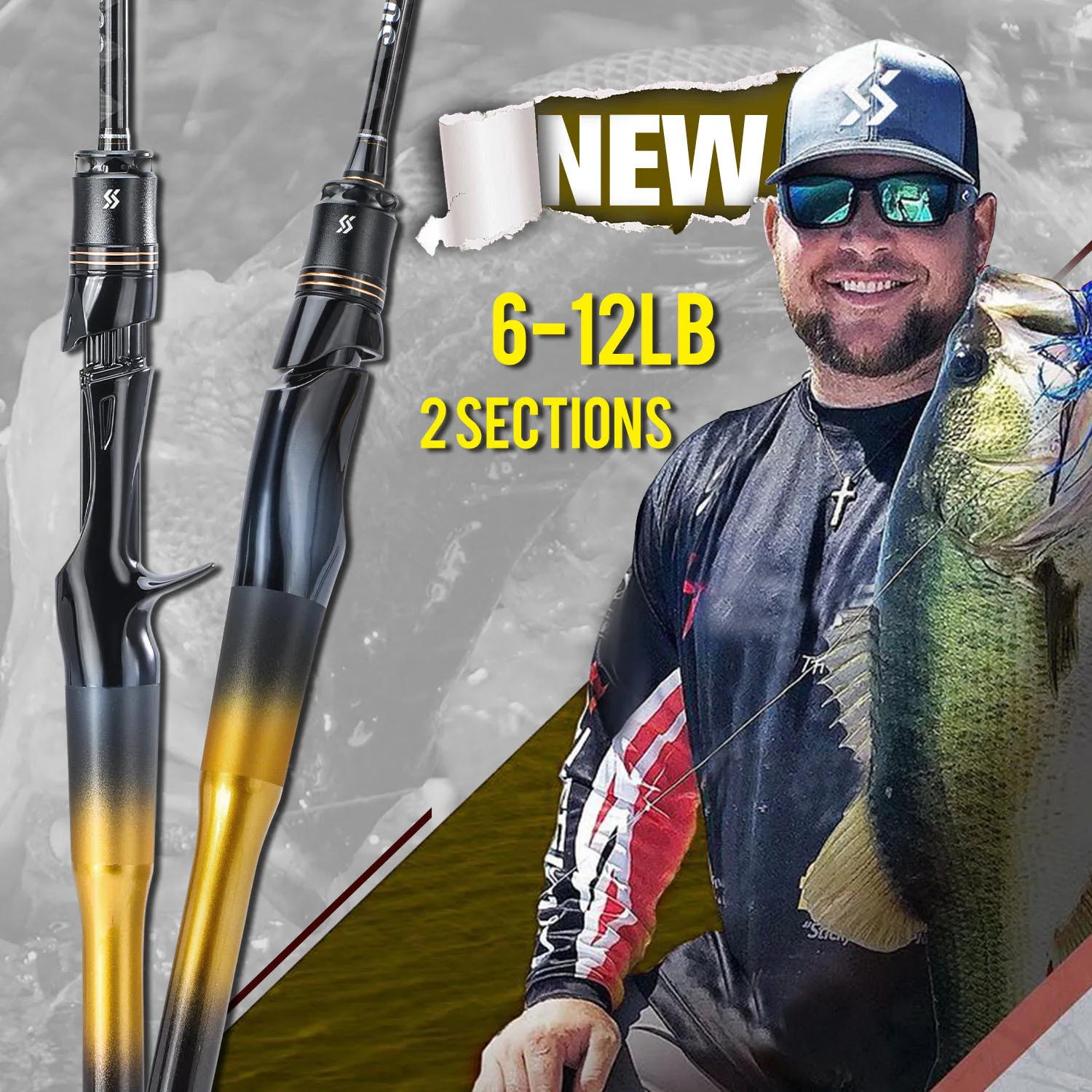 Sougayilang-caña de pescar con señuelo de 2 secciones, 1,8/2,1 m, caña de pescar giratoria de fibra Crabon, Max 14lb, lubina, trucha, Pesca de agua dulce - imagen 2