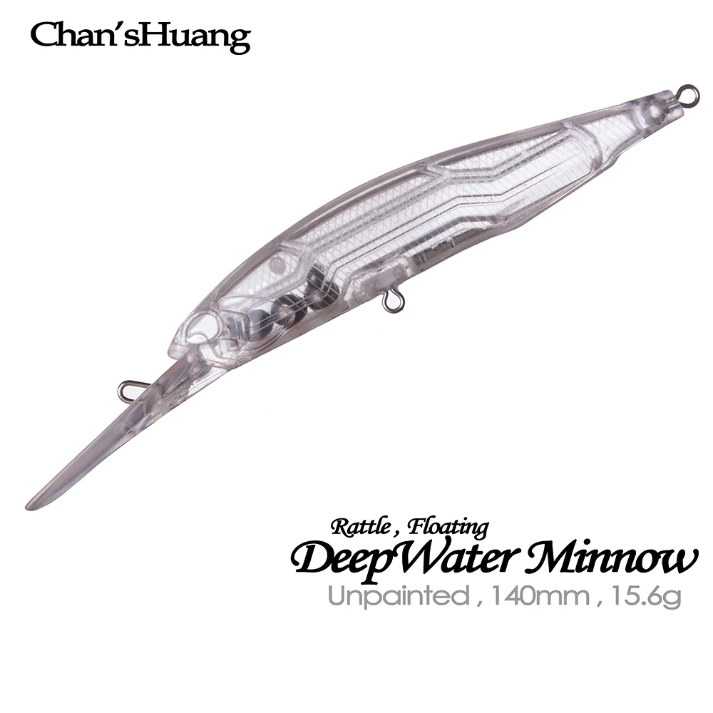 Chan'sHuang 10 Uds. Señuelos de pesca en blanco sin pintar 14cm 15,6g pececillo de aguas profundas DIY hecho a mano cebo de pesca Artificial de fundición larga