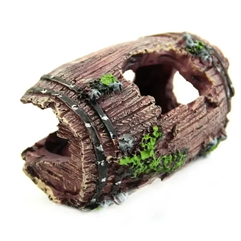 Decoración de acuario barril antiguo roto con musgo para cueva - imagen 3