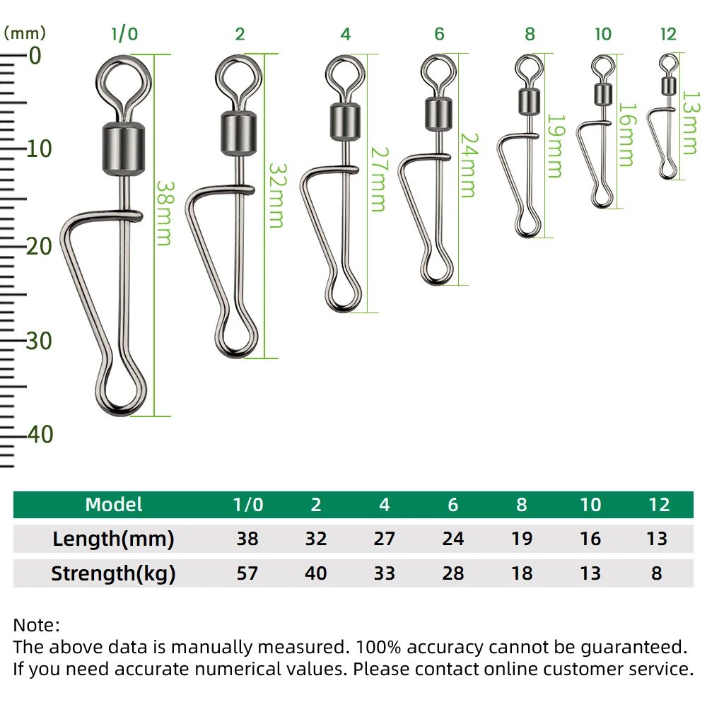 DNDYUJU 50-100 Uds. De barril de pesca giratorio de latón, conector de señuelo de pesca a presión de acero inoxidable, accesorios de pesca - imagen 2