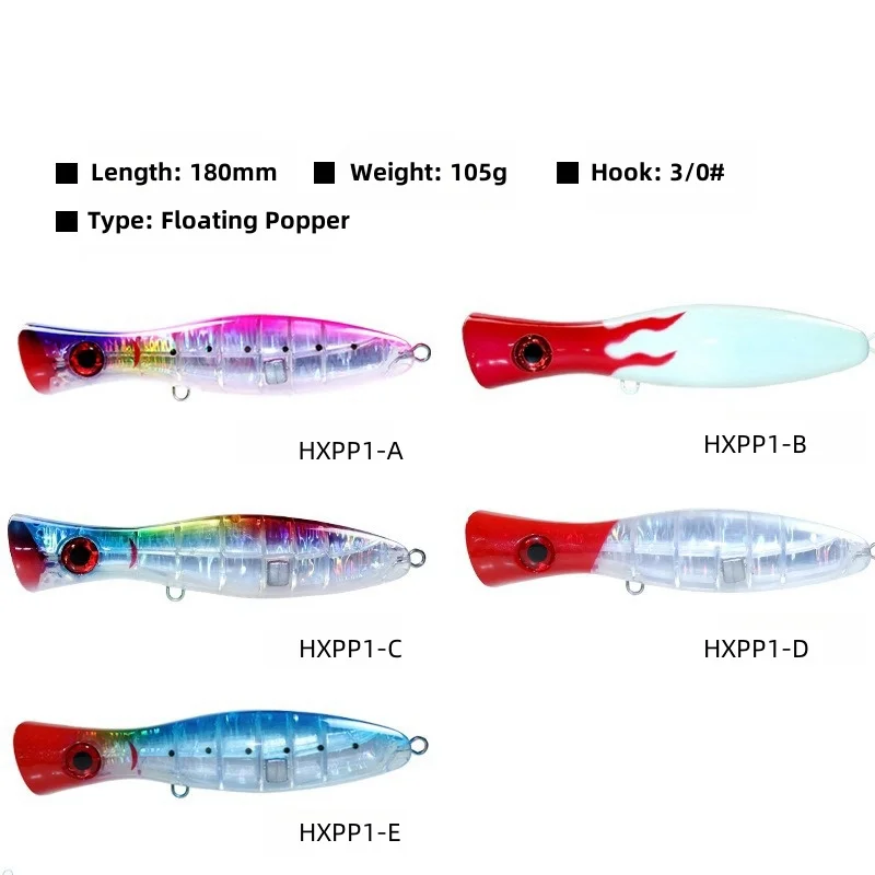 1 Uds Topwater Big Popper 180mm105g Señuelos de Pesca flotantes anzuelos triples Wobblers cebos duros artificiales aparejos de pesca Isca - imagen 4