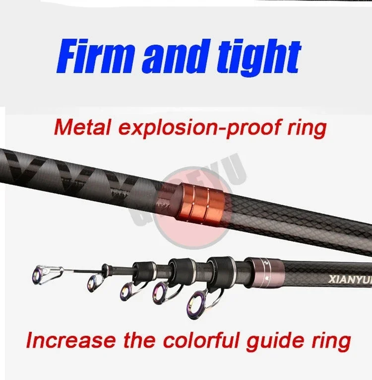 Caña de pescar rotativa portátil telescópica de tiro largo, accesorio para pesca de carpa, Roca, barco de mar, 2,1 M-4,5 M - imagen 4