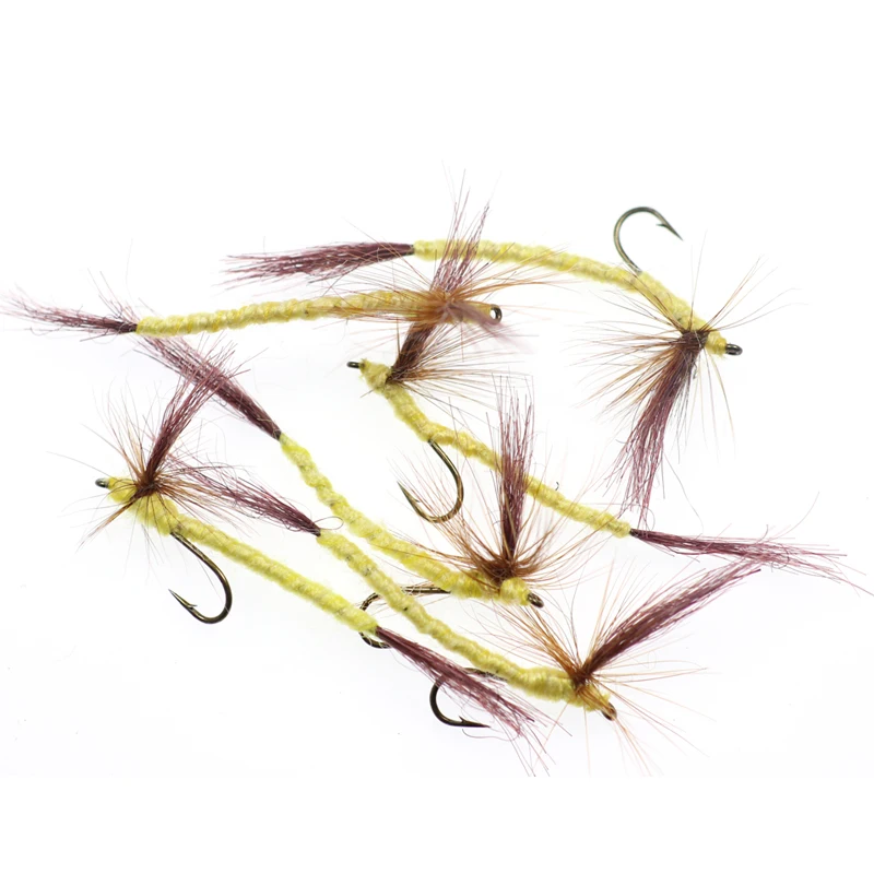 Wifreo-pesca con mosca, trucha, Color amarillo y marrón, cola larga, 10 #10, piezas - imagen 5