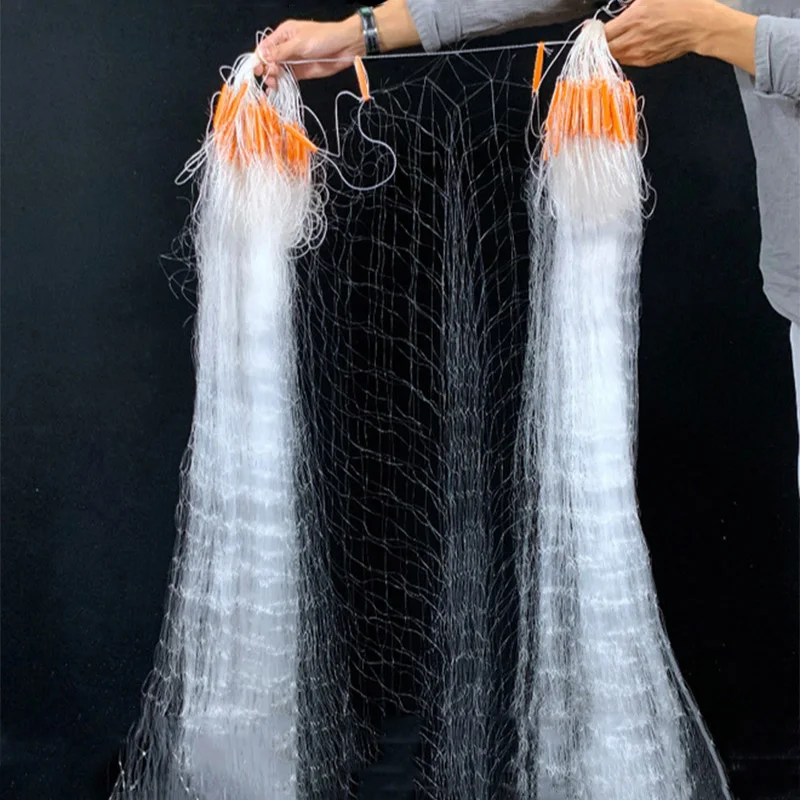 Lawaia-red de pesca para enmalle, malla de nailon de seda blanca, Red de hundimiento de tres capas de 30M, 1,2 metros de alto, red flotante para colgar