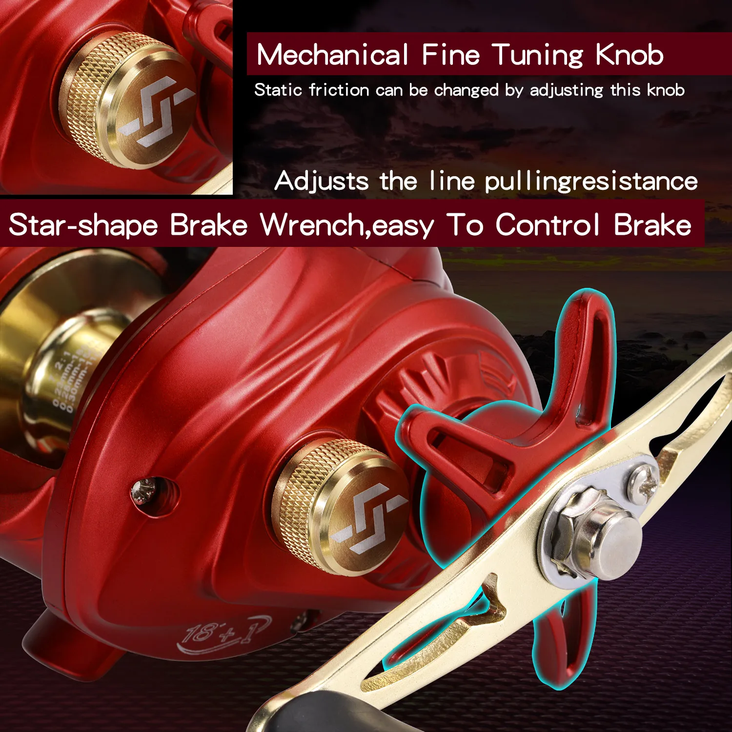 Carrete de Pesca Sougayilang Baitcast, carrete de arrastre máximo de 10kg, relación de engranaje de alta velocidad 7,2: 1, carrete de Pesca de carpa de agua libre - imagen 4