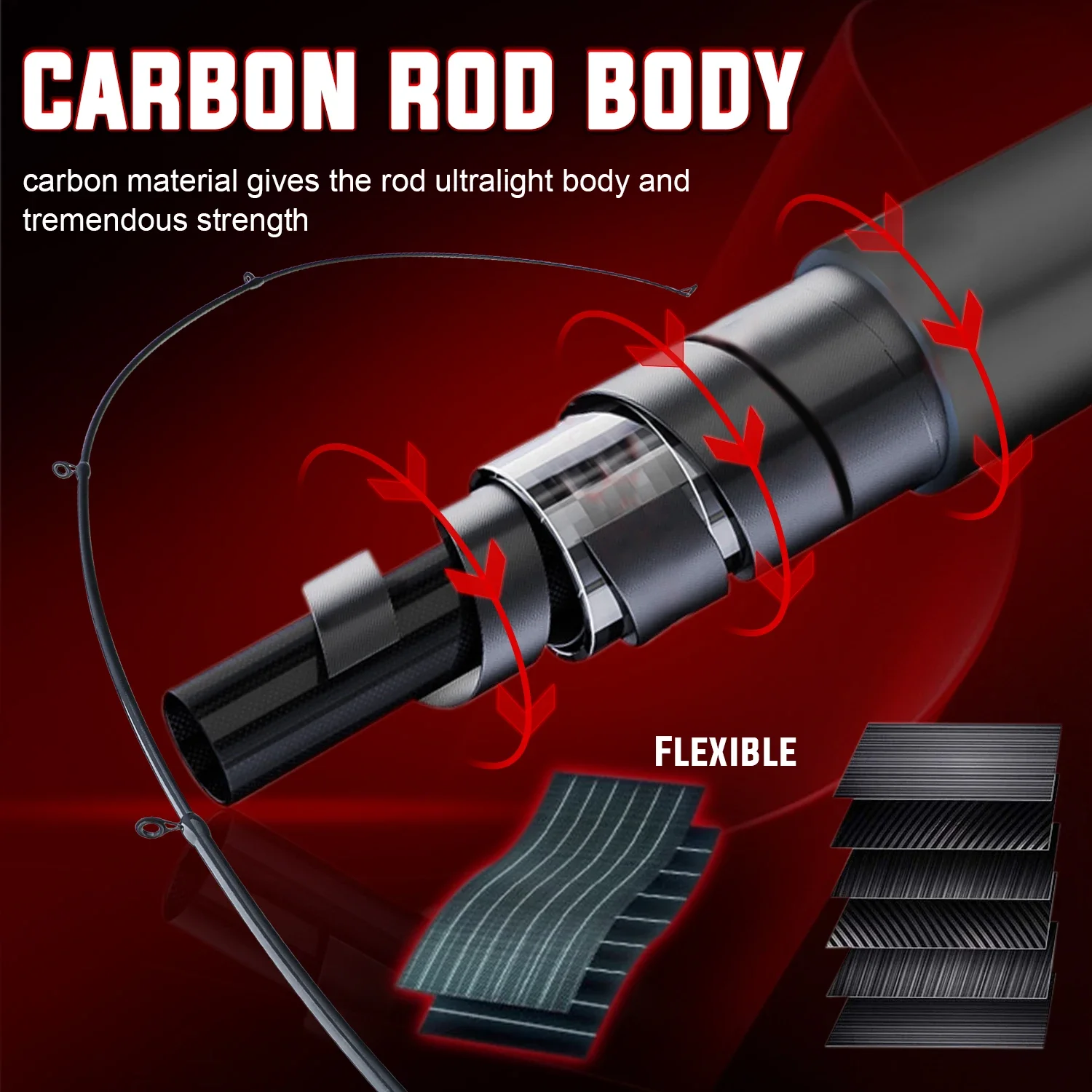 Sougayilang-caña de pescar de fundición, Combo de caña telescópica de alto carbono y carrete de Baitcasting con línea de señuelo, arrastre máximo de 8kg para trucha lubina - imagen 4