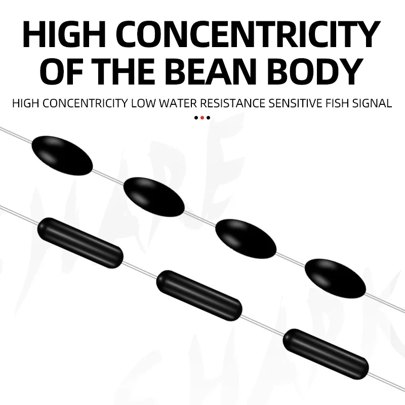 Tapón flotador de pesca 6 en 1, señuelo de sedimentación, Conector de frijol espacial, accesorios de pesca, tapón flotador de goma, 100 juegos/bolsa - imagen 3