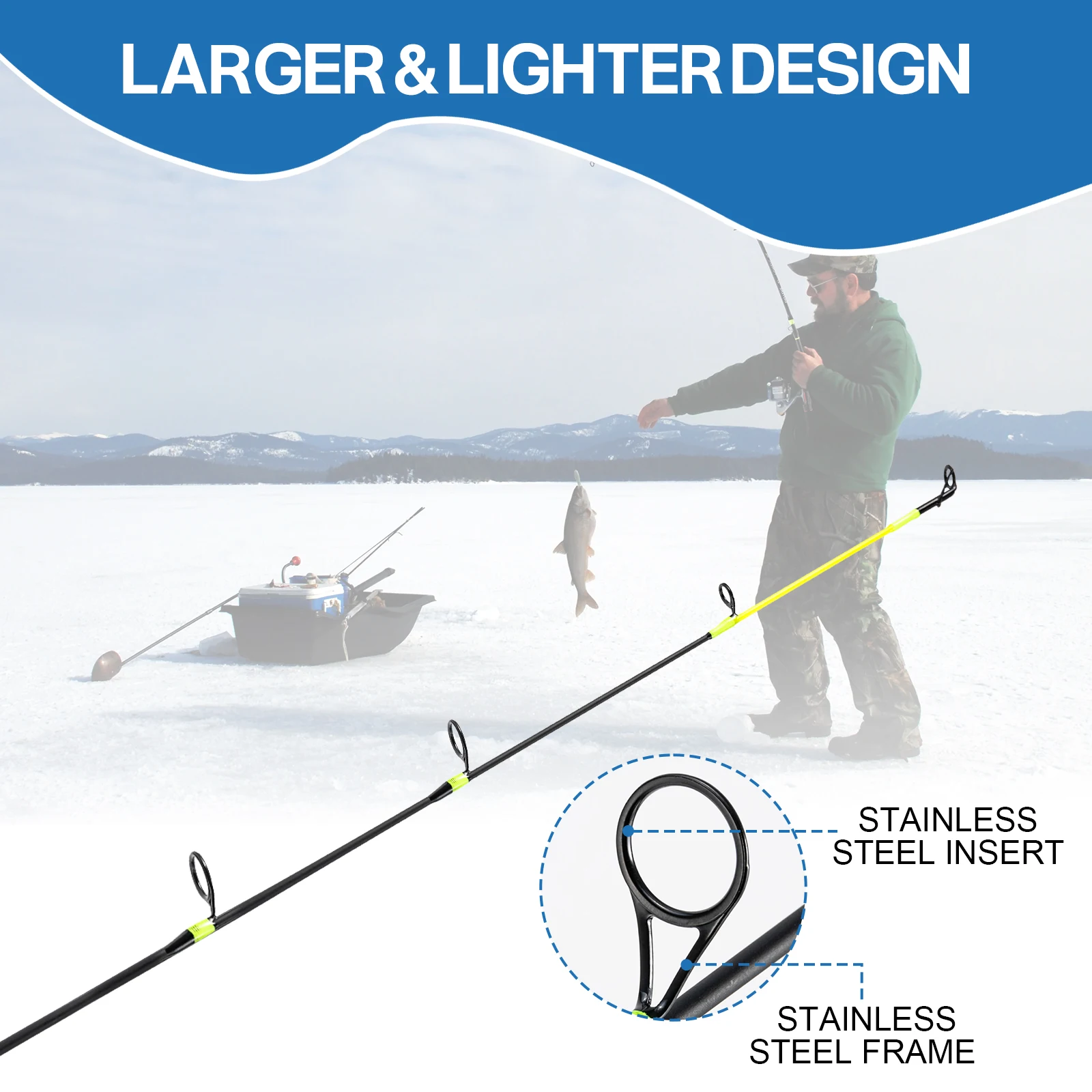 Goture-caña de pescar en hielo superligera, 28 pulgadas, 29 pulgadas, 70cm, 71,5 cm, 2 secciones, alta fibra de carbono, M/ML, cañas de hielo eléctricas para pesca en invierno - imagen 2