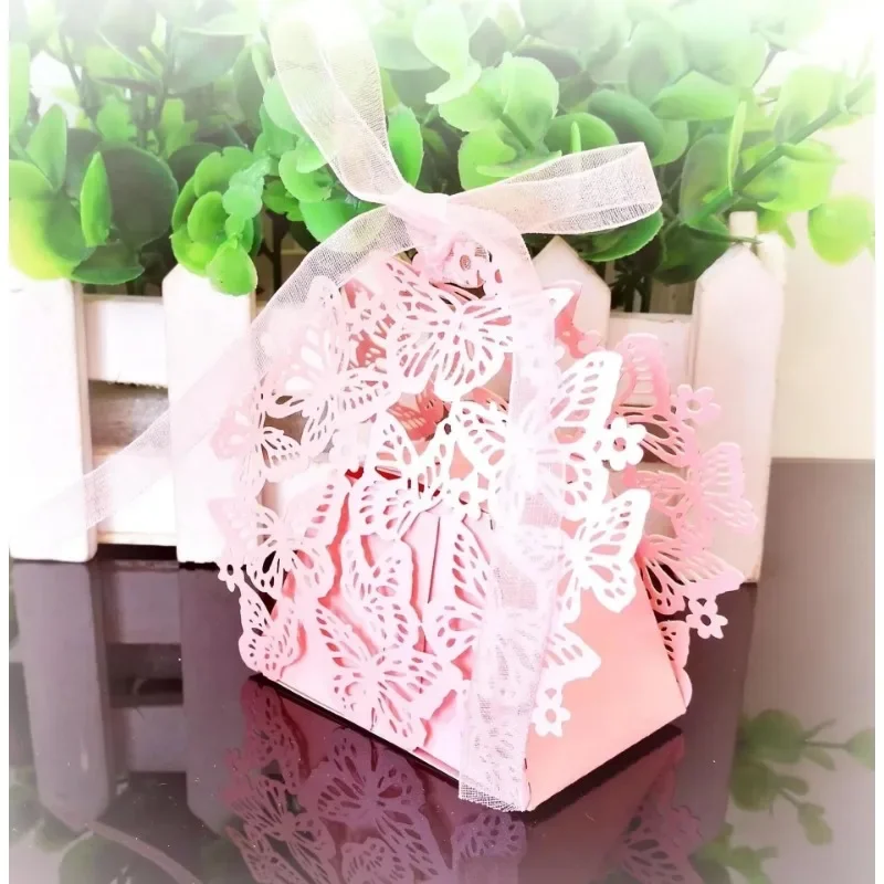 10 unids/set cajas de papel de regalo de mariposa hueca corte láser creativo caja de drageas de dulces de boda paquete de envoltura de cartón de galletas - imagen 5