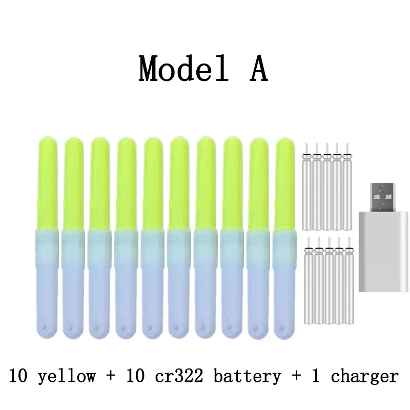 10 unids/lote palo de luz LED con 10 baterías recargables cr322 accesorio de flotador de pesca Starlight palo de luz Led pesca nocturna D013 - imagen 5