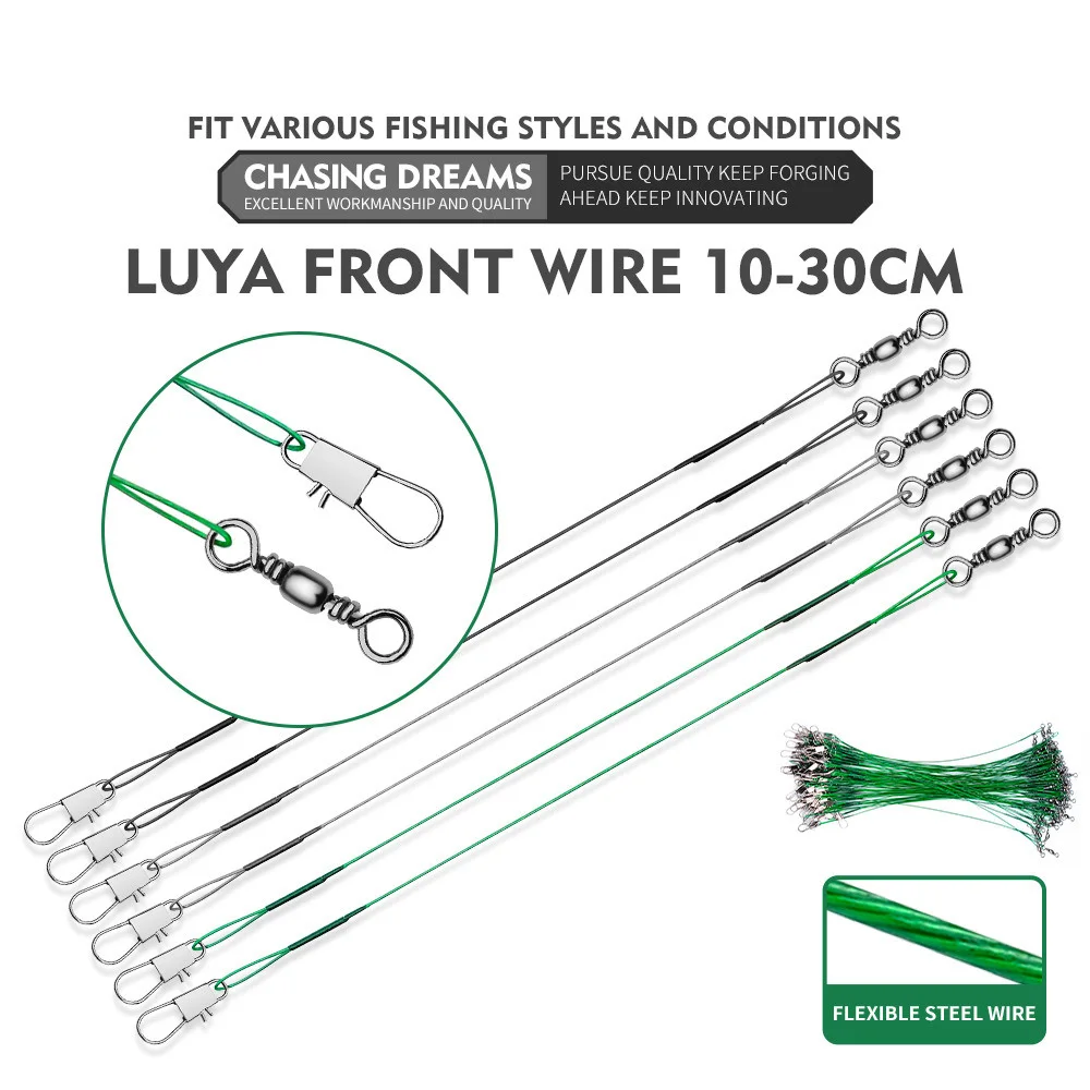 20PCS Anti Bite Steel Fishing Line Steel Wire Leader With Swivel Fishing Accessory Lead Core Leash Fishing Wire 15CM-50CM - imagen 5