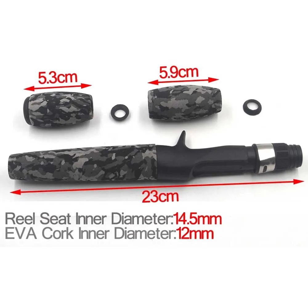 MNFT 1 Juego de mango de caña de pescar fundido y giratorio de cebo de agarre dividido EVA de camuflaje agarre trasero con asiento de carrete para construcción de varillas - imagen 3