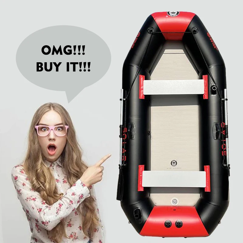 Bote de pesca inflable para Kayak de remos de PVC marino Solar, estera de aire para bote de canoa, parte inferior con accesorios gratuitos, 3 personas, 260cm - imagen 4