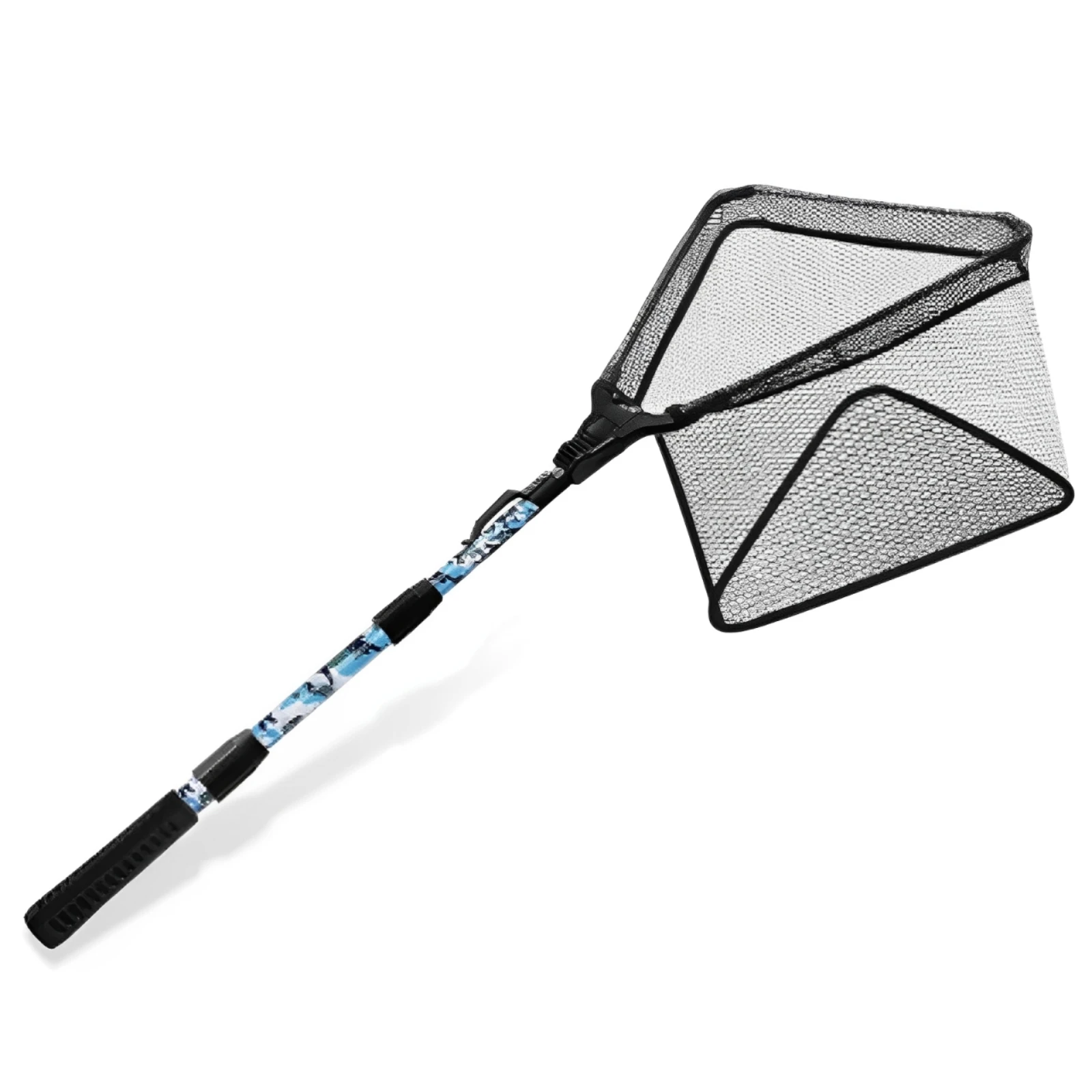 SANLIKE-red de pesca plegable de 1,1 m, poste telescópico de fibra de vidrio, recubierto de goma antienredos para aparejos de pesca de agua dulce y salada