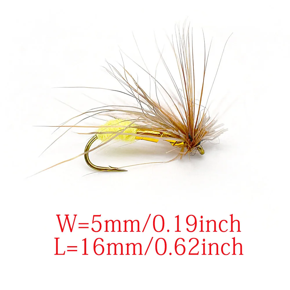 MNFT-anzuelo de pesca con mosca seca, 10 piezas, marrón, dorado, amarillo Caddis, trucha, Nymph, señuelo falso - imagen 4