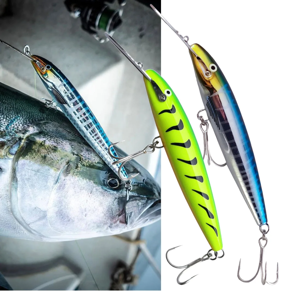 Señuelo de buceo profundo Wahoo atún Marlin Trolling Wobbler 17,5 cm 42,5g Hydro Magnum Minnow cebo barco de agua salada aparejos de pesca - imagen 2