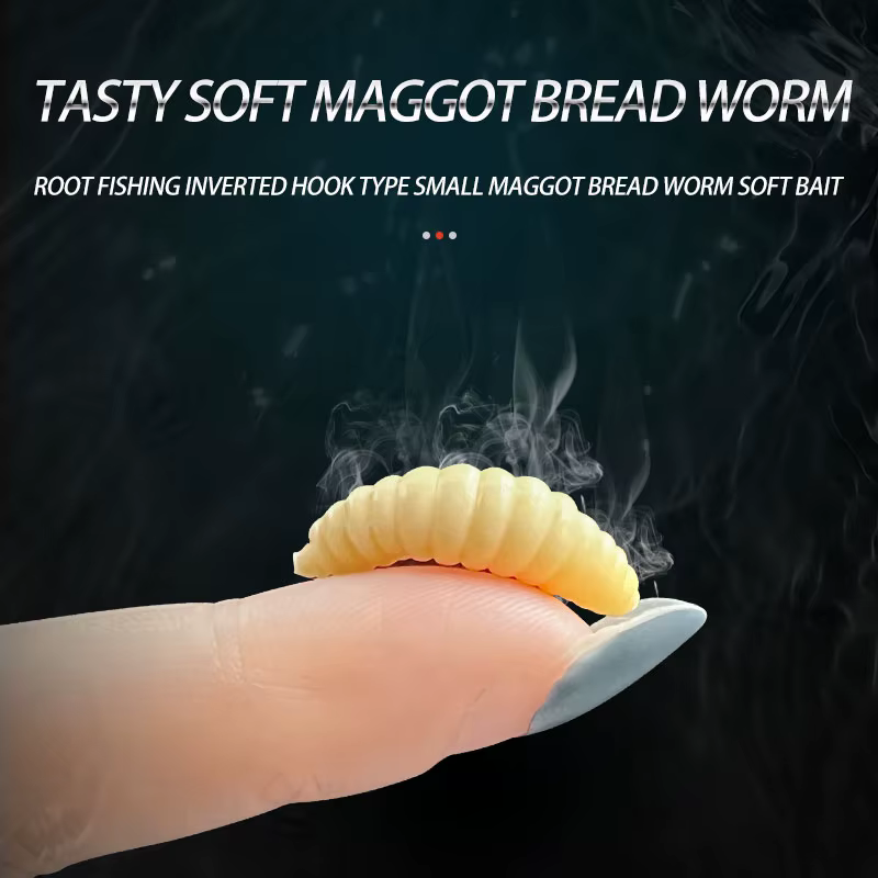 50 Uds. De gusanos de goma, gusanos falsos, señuelos de pesca de lubina, cebo de gusano suave, olor, aparejos de pesca de carpa, gusano de pan Artificial - imagen 5