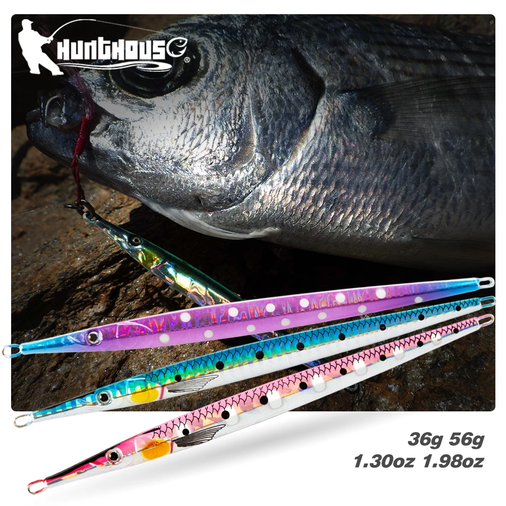 Hunthouse-señuelo de pesca de Jigging con aguja de Metal, cebo duro que se hunde, 140mm/36g, 160mm/56g, costa de agua salada de fundición lenta para atún y lubina - imagen 5