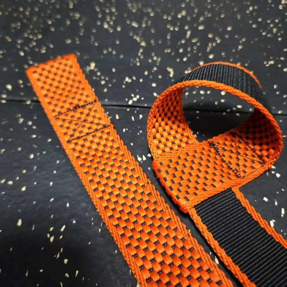 1 par de correas de levantamiento de Fitness naranjas y negras, muñequeras antideslizantes resistentes al desgaste para levantamiento de pesas, duraderas y ajustables - imagen 4