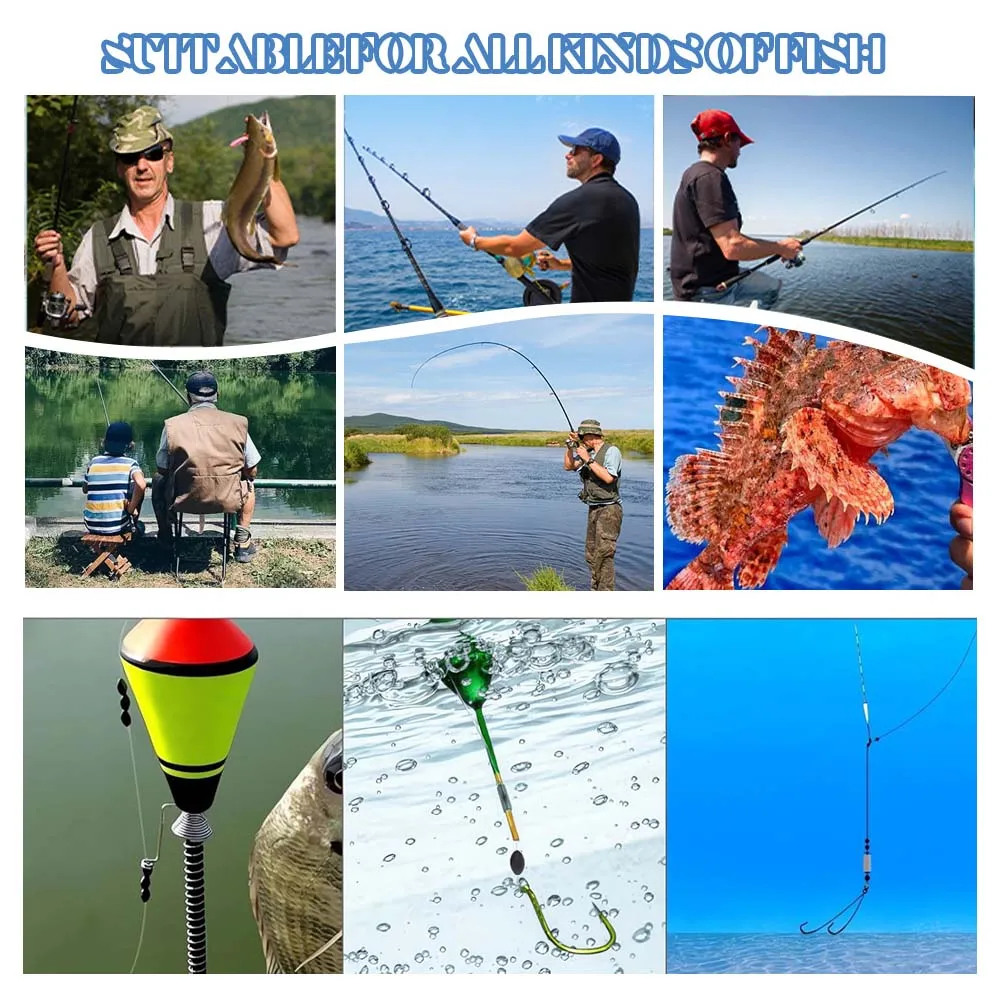 ZUKIBO 60 uds 10 grupos/600 Uds 60 grupos de granos espaciales tapón de aceitunas de goma negra frijoles no dañar la línea kit de pesca flotante de carpa - imagen 4