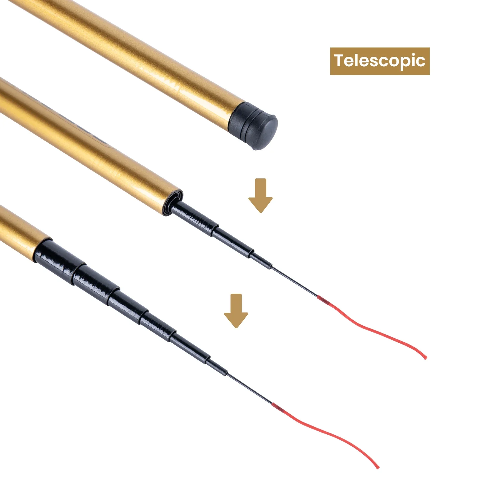 Goture-caña de pescar telescópica para buceo, alimentador de fibra de carbono, potencia 2:8, para pesca en Lago y río, Mini 1,8 m, 2,1 m, 2,7 m, 3,0 m - imagen 2