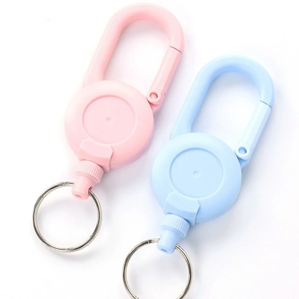 Hebilla elástica de alambre de acero para montañismo, llavero de cuerda de alambre telescópico antirrobo de Color sólido, creativo y fácil de tirar - imagen 4