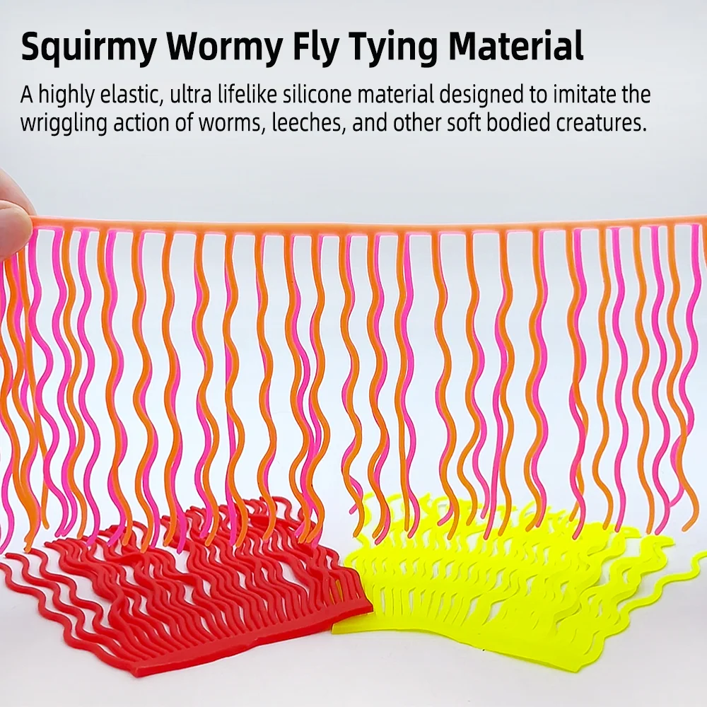Wifreo, 1 unidad = 30 hebras, Material de atado de moscas de gusano de Squirmy para plantilla de gusano de San Juan, señuelo suave de gusano de Squirmy, Señuelos de pesca de lubina y trucha - imagen 3