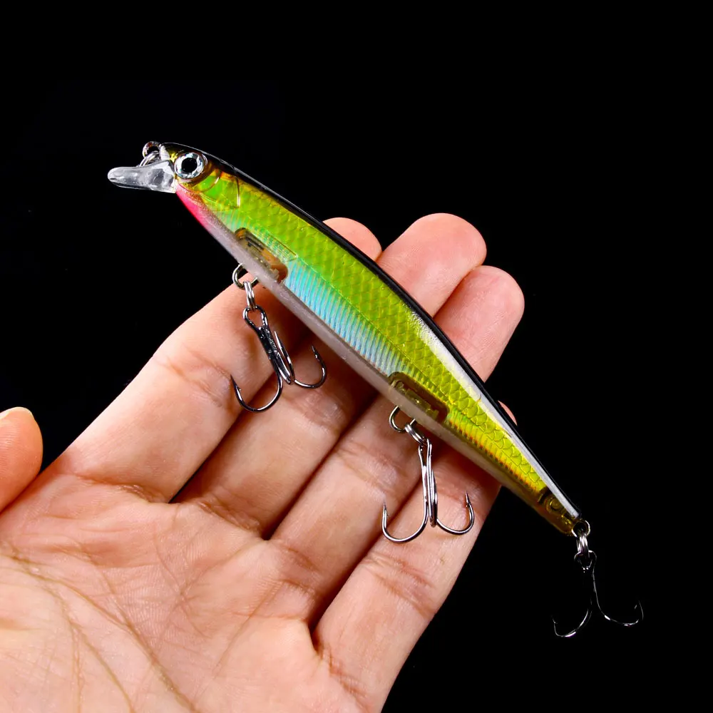 Señuelo de pesca Minnow Trolling, cebo Artificial duro láser, ojos 3D, 11cm, 13g, Wobblers, Lucio, pesca de lubina, Jerkbait que se hunde, 1 ud. - imagen 4