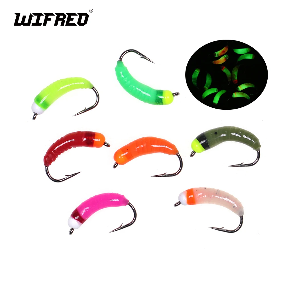 Wifreo-cabeza luminosa de cuentas de tungsteno, señuelo UV epoxi de hundimiento rápido, gusano, Mosca, trucha, pesca de insectos, 8 unidades