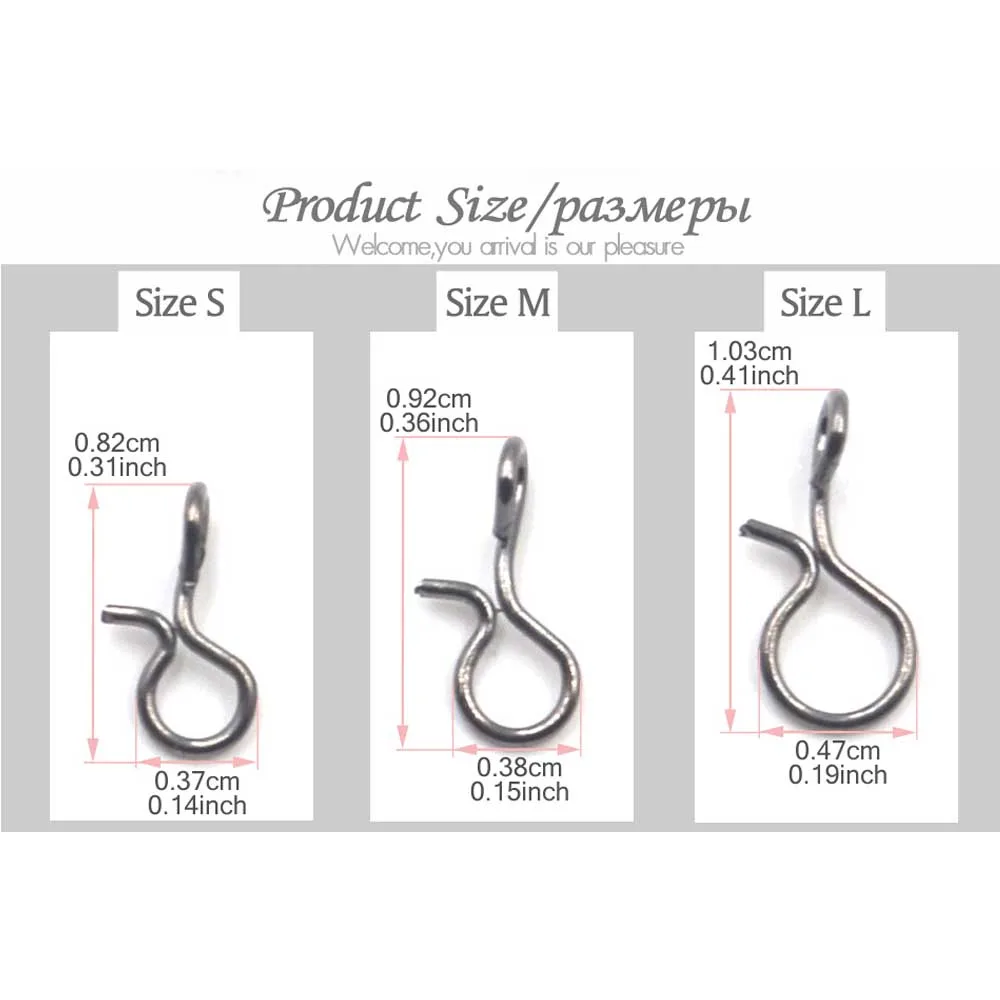 MNFT 50 Uds. Broche de pesca con mosca de Color negro cambio rápido para anzuelos y señuelos accesorios de pesca de acero rico en carbono - imagen 5