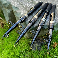 Mini caña de mar portátil de 33cm de longitud cerrada, caña giratoria de fibra de carbono, caña de pescar de viaje, caña de roca