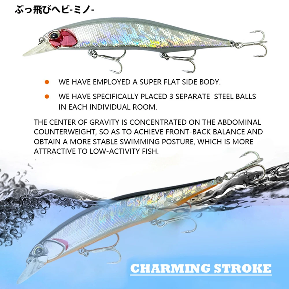 Señuelos de pesca flotantes de 12cm y 18,5g, cebo duro Artificial de fundición larga, accesorios de pesca de agua de mar, cebo para lubina MN607 - imagen 5