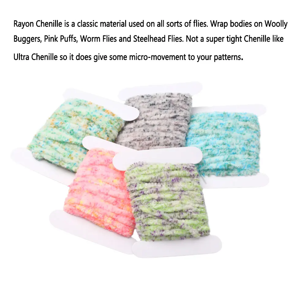 Bimoo-Hilo de chenilla de rayón multicolor, 5M, 2,6mm, hilo de gusano, ninfa, Streamer, Material de atado de moscas, Señuelos de Pesca de trucha, cebo - imagen 5