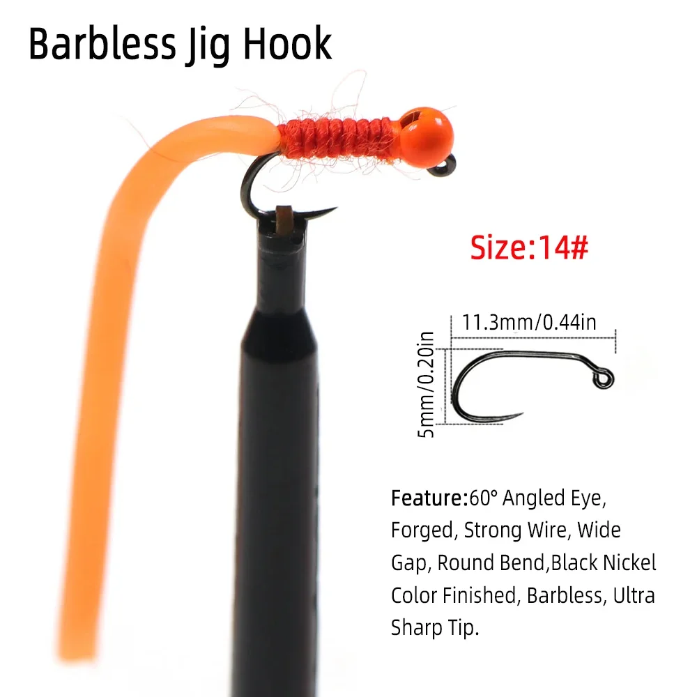 Wifreo-Cabeza de cuentas de tungsteno, 4 piezas, gusano de chorro, gancho sin escobillas, San Juan Wormy, trucha, lubina, Pan, pesca - imagen 5